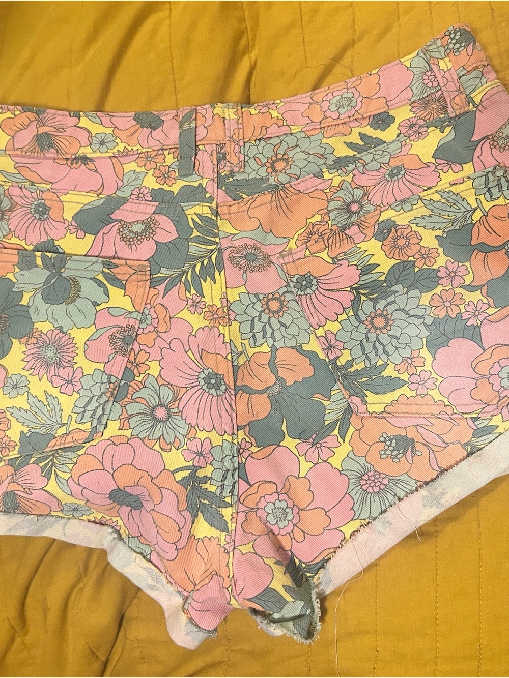 wild fable Floral High-Rise Jean Shorts in Yellow, Pink, Gray